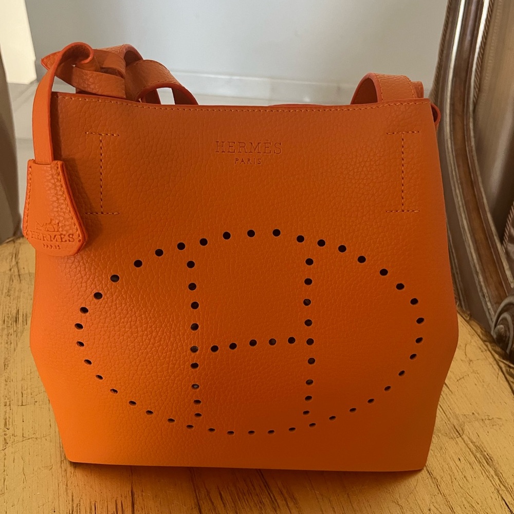 Leather orange women bag - Picture 7 of 11